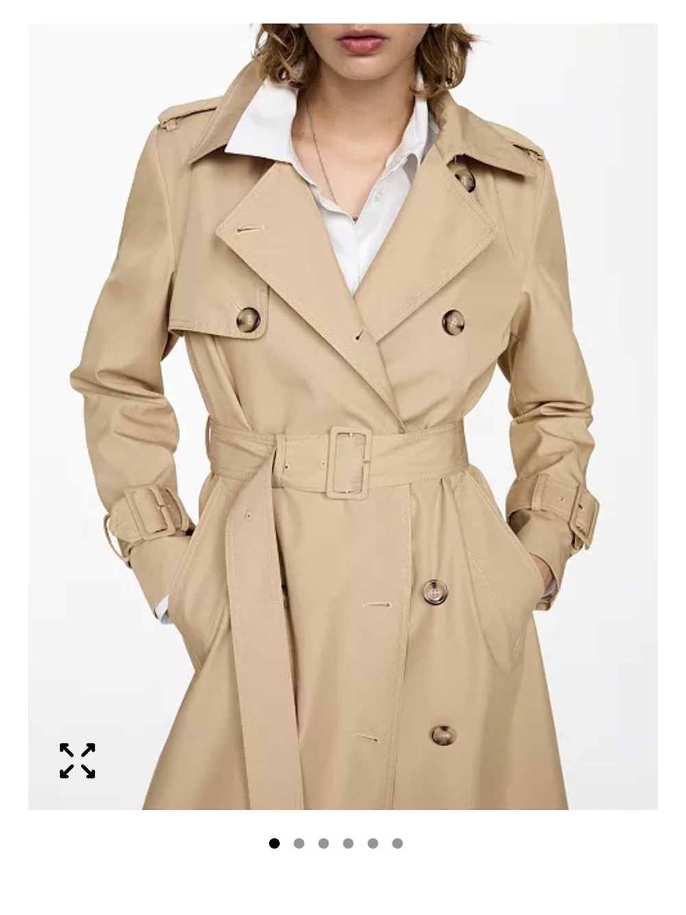 Mango Classic Beige Double-Breasted Trench Coat